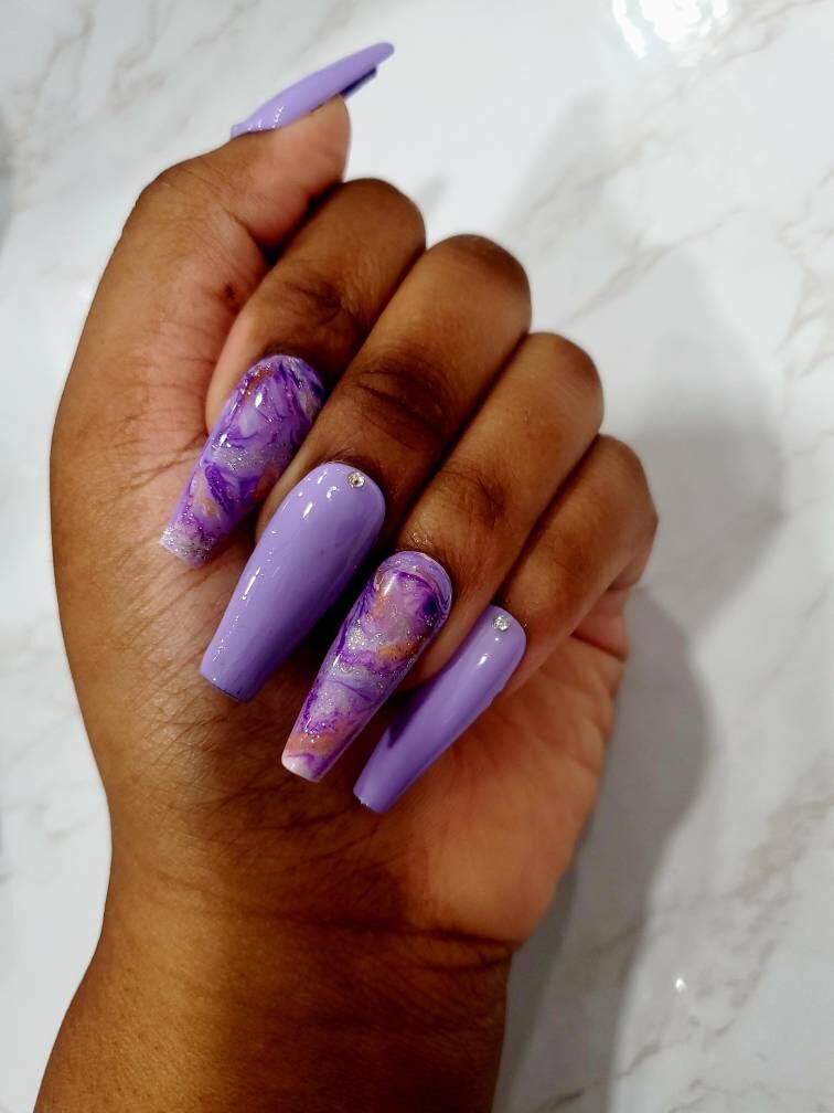 BTS Borahae Universe Marble Press-On Nails