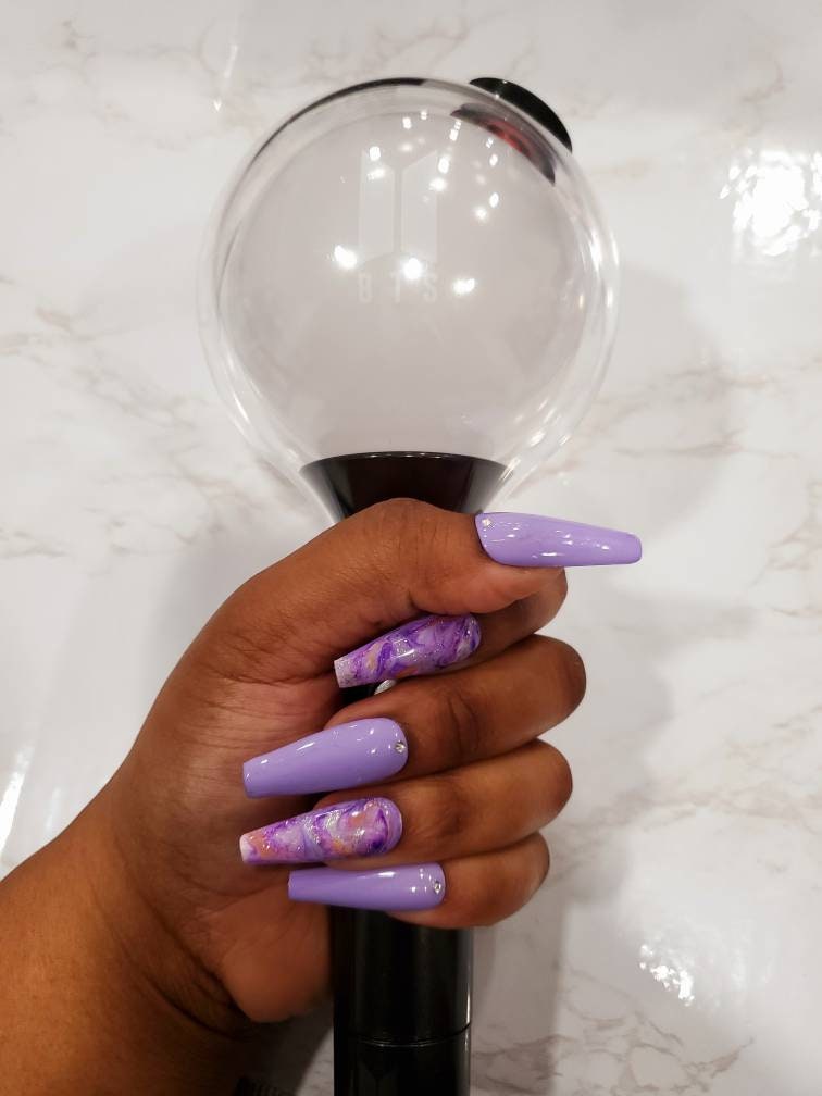 BTS Borahae Universe Marble Press-On Nails
