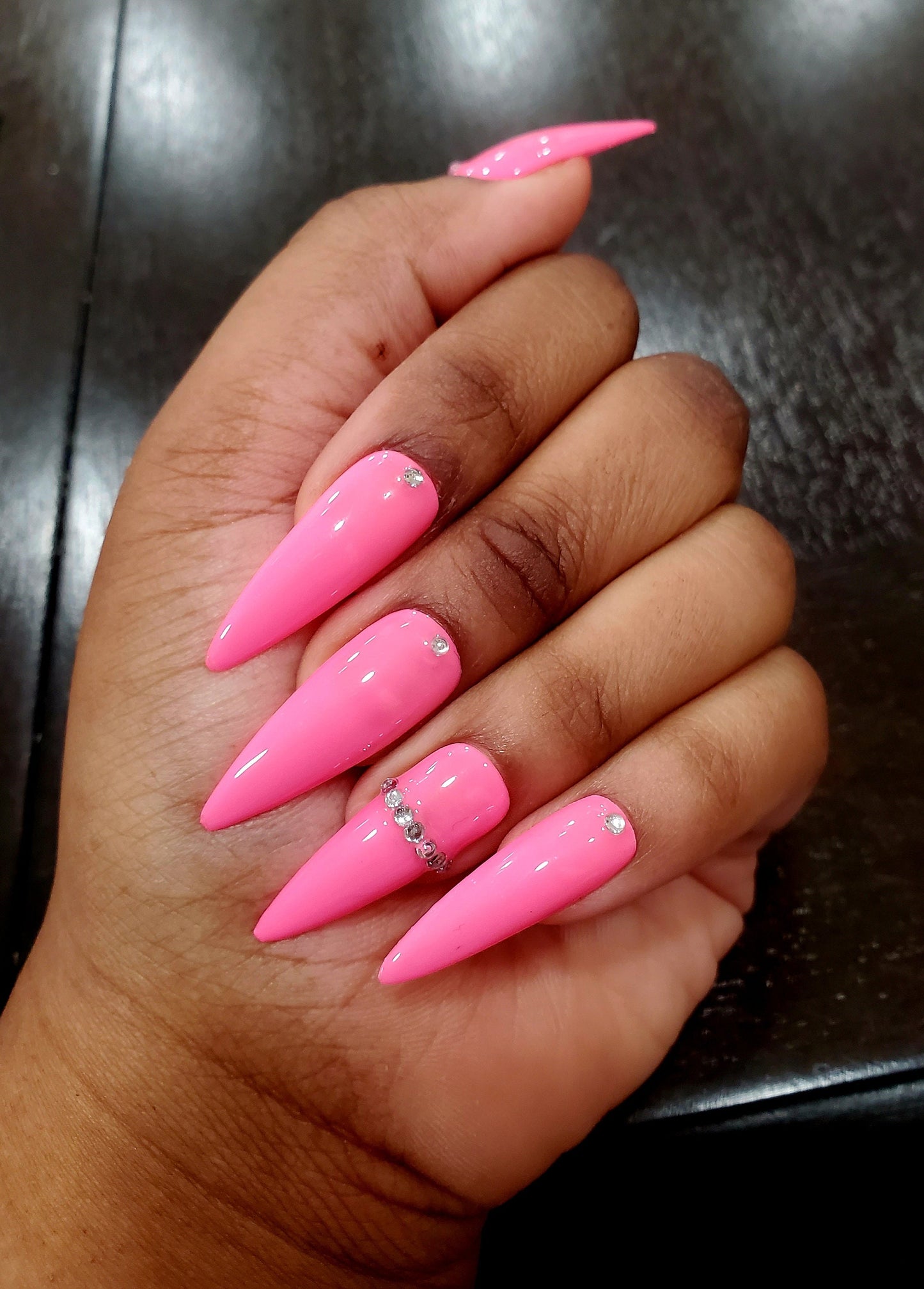 Opulent Pink Gemstone Press-On Nails