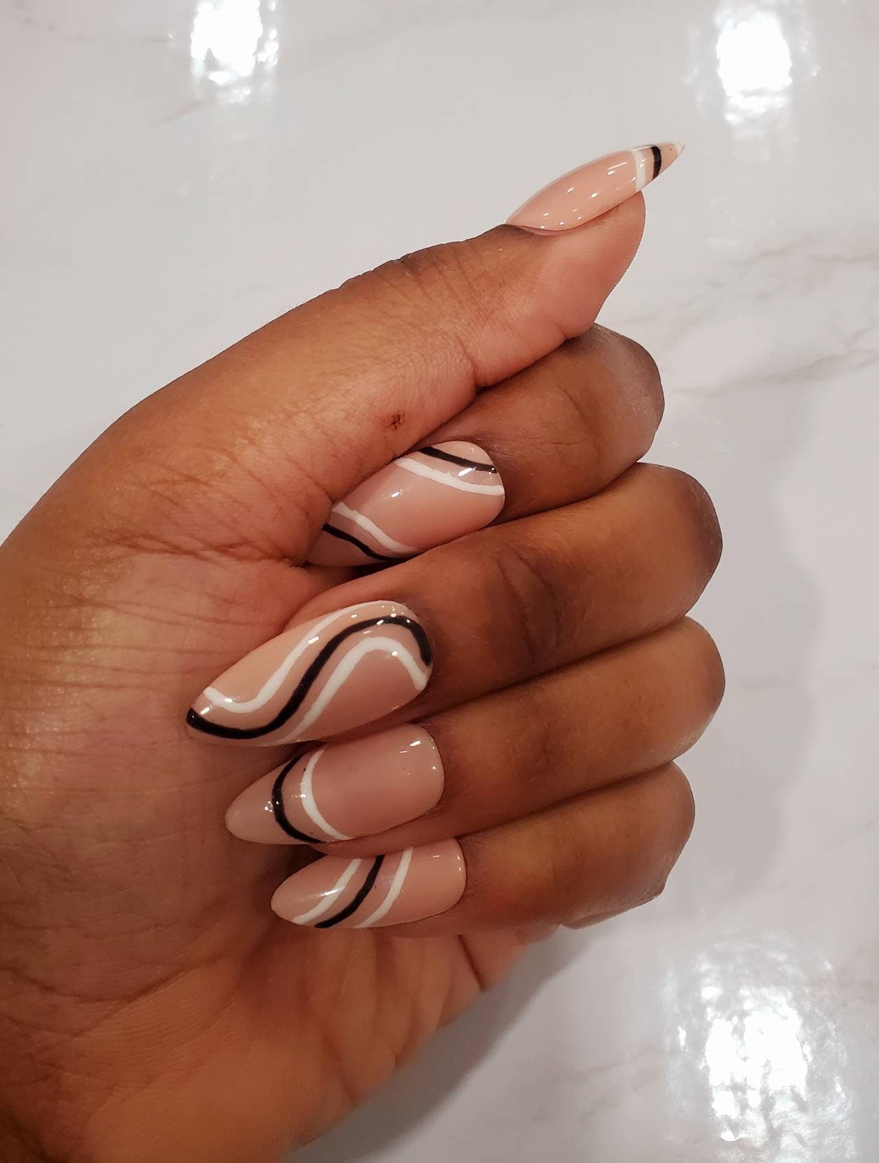 Chic Contrast Almond Nails