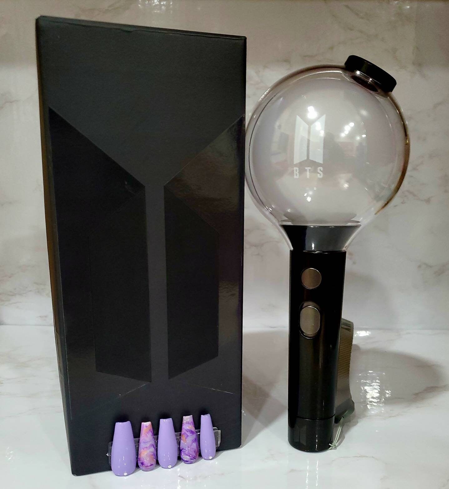 BTS Borahae Universe Marble Press-On Nails