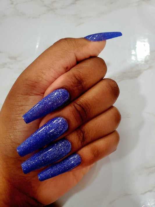 Dark Blue and Silver Color Changing Press-On Nails