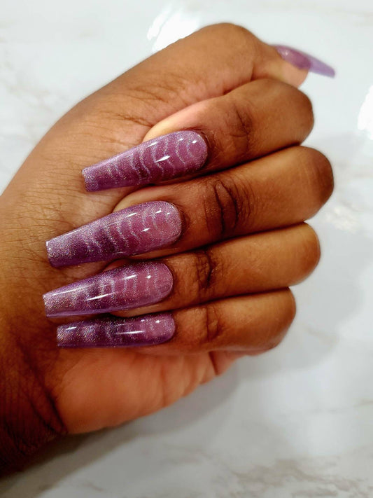 Purple Magnetic Waves Press-On Nails