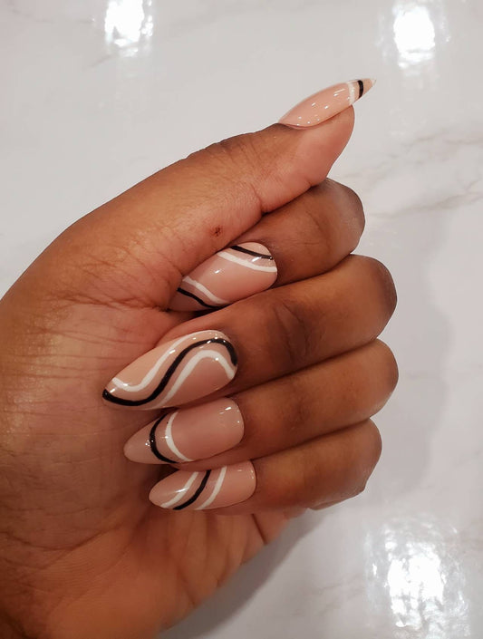 Chic Contrast Almond Nails