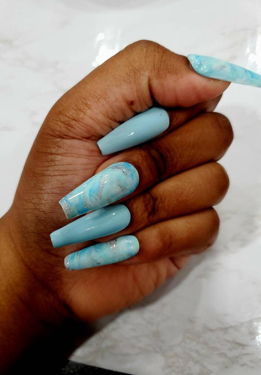 Luminous Blue Marble Press-On Nails