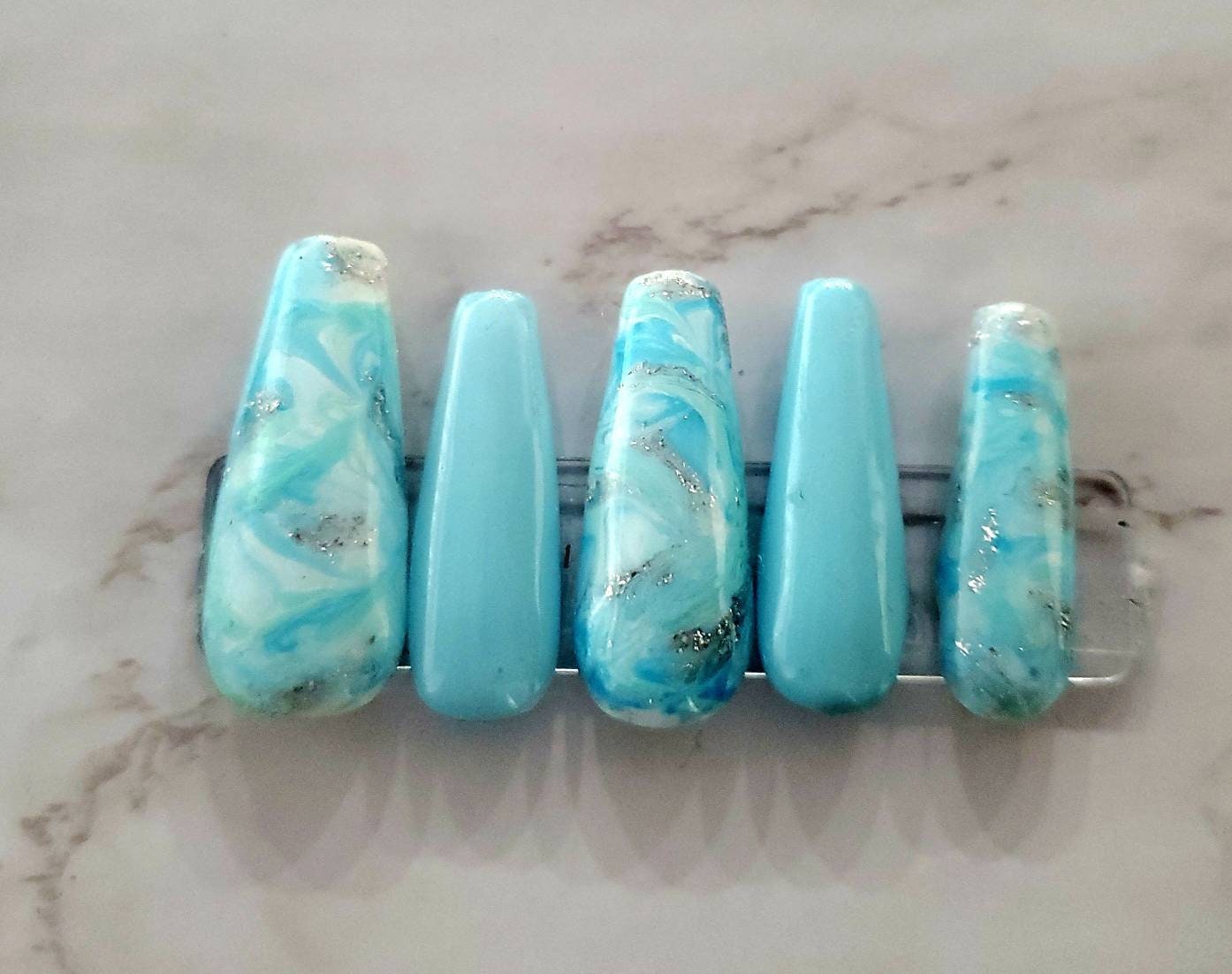 Luminous Blue Marble Press-On Nails
